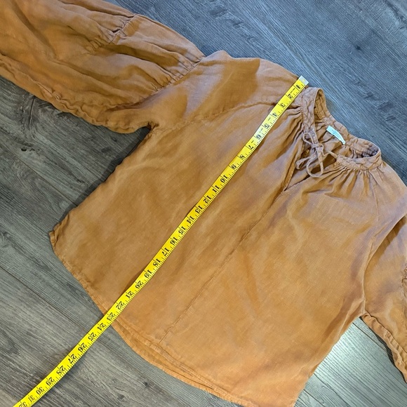 Beaumont‎ Organic Francesca Linen Top In Almond linen blouse balloon sleeves - Picture 11 of 13